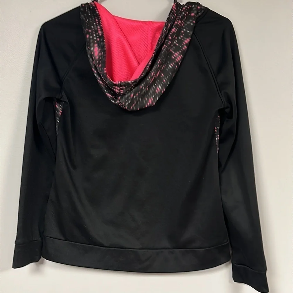 CHAMPION TEEN HOODED FULL ZIP JACKET LIGHTWEIGHT, BLACK & PINK, X L(14-16)